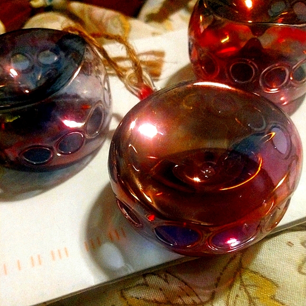 Vintage Hand blown iridescent glass ornaments (4) or decor